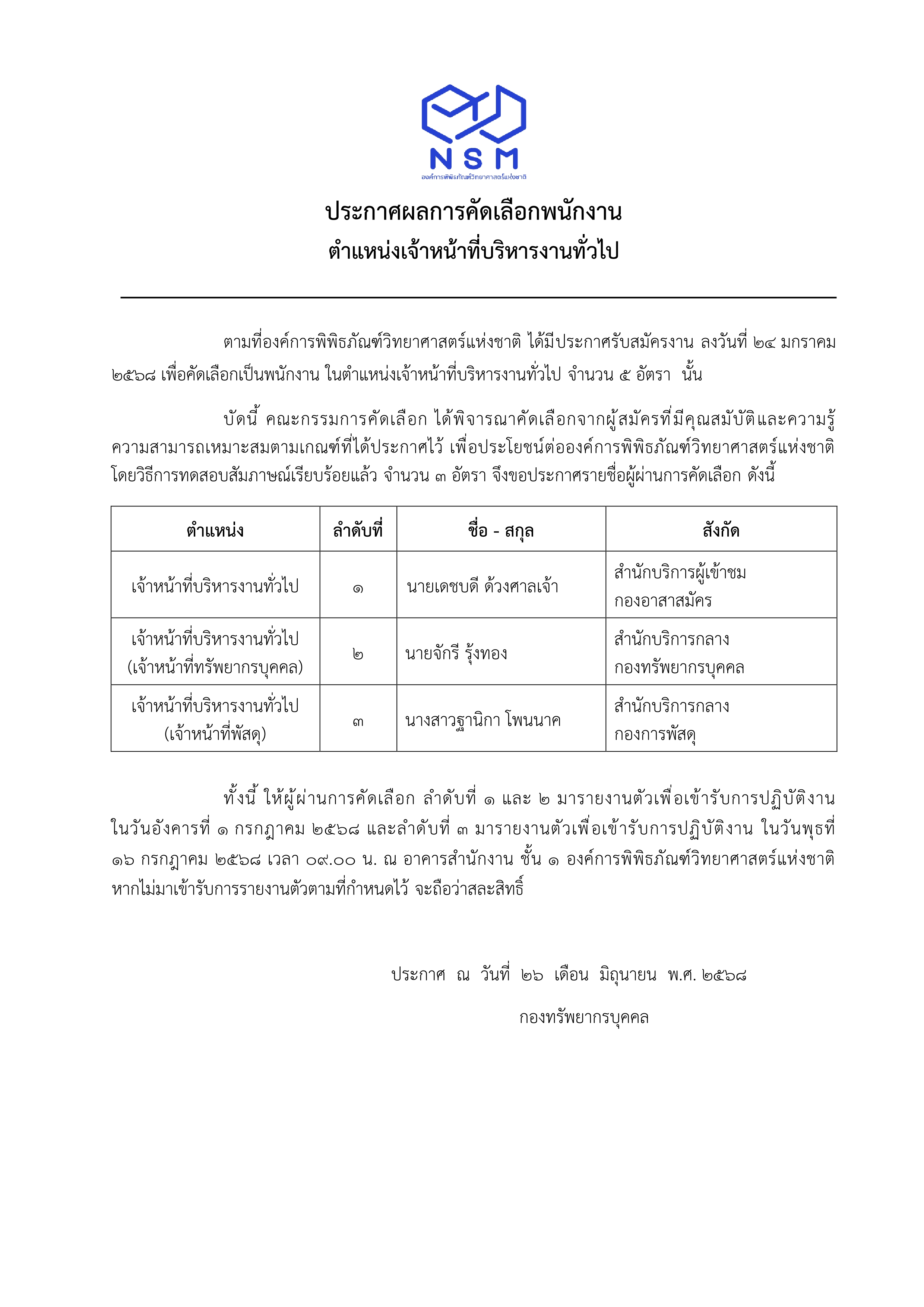 ประกาศผล