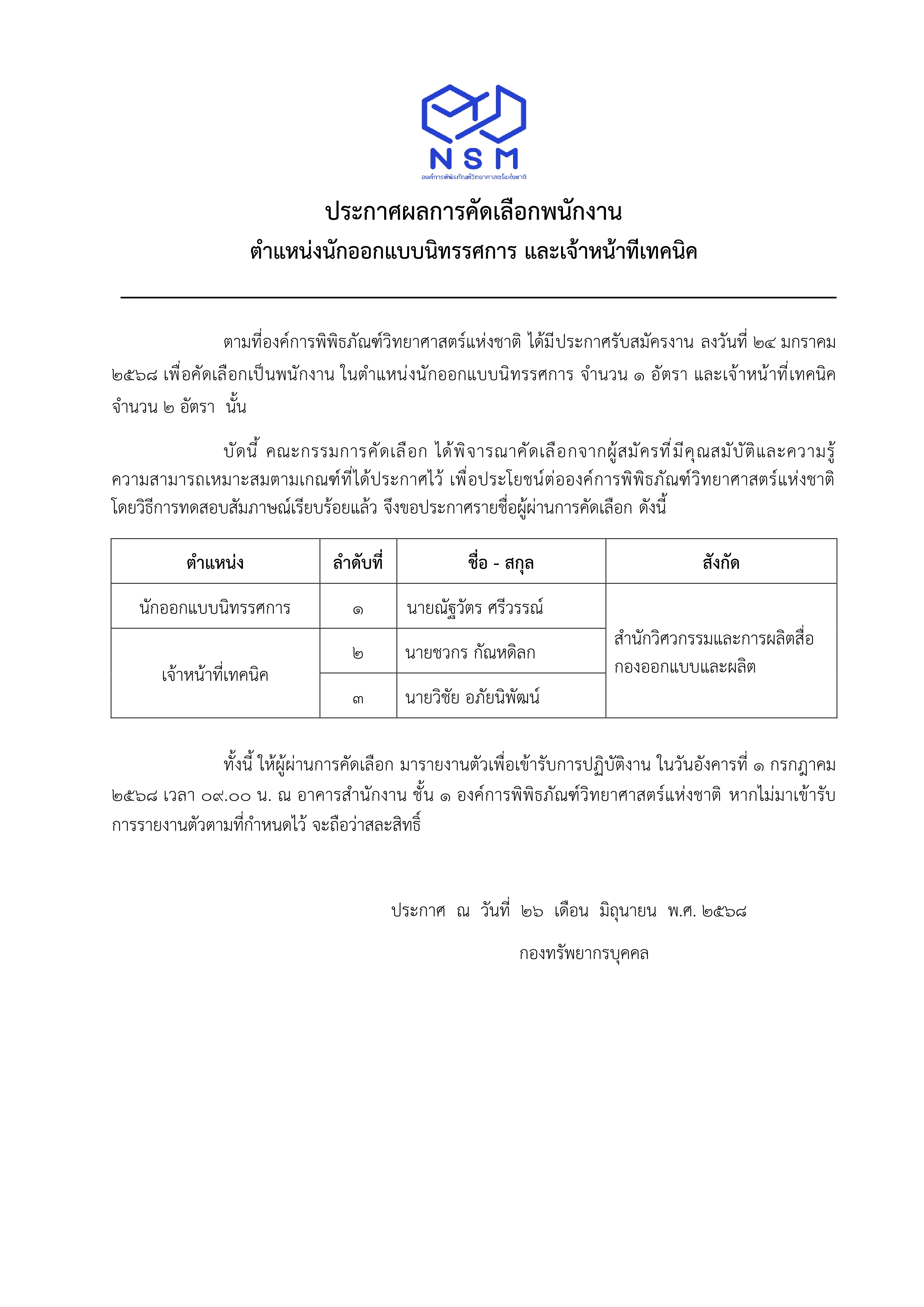 ประกาศผล