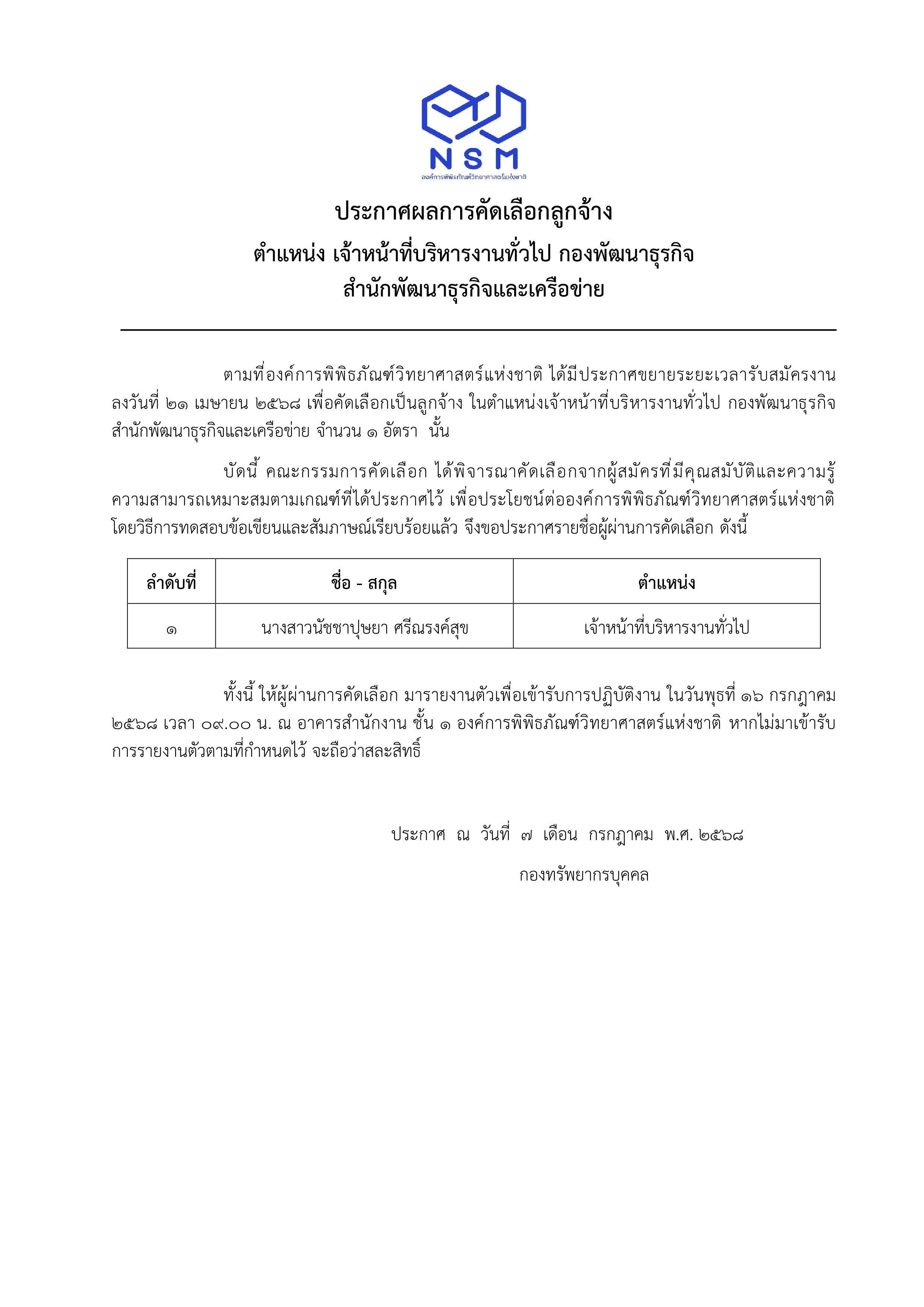 ประกาศผล