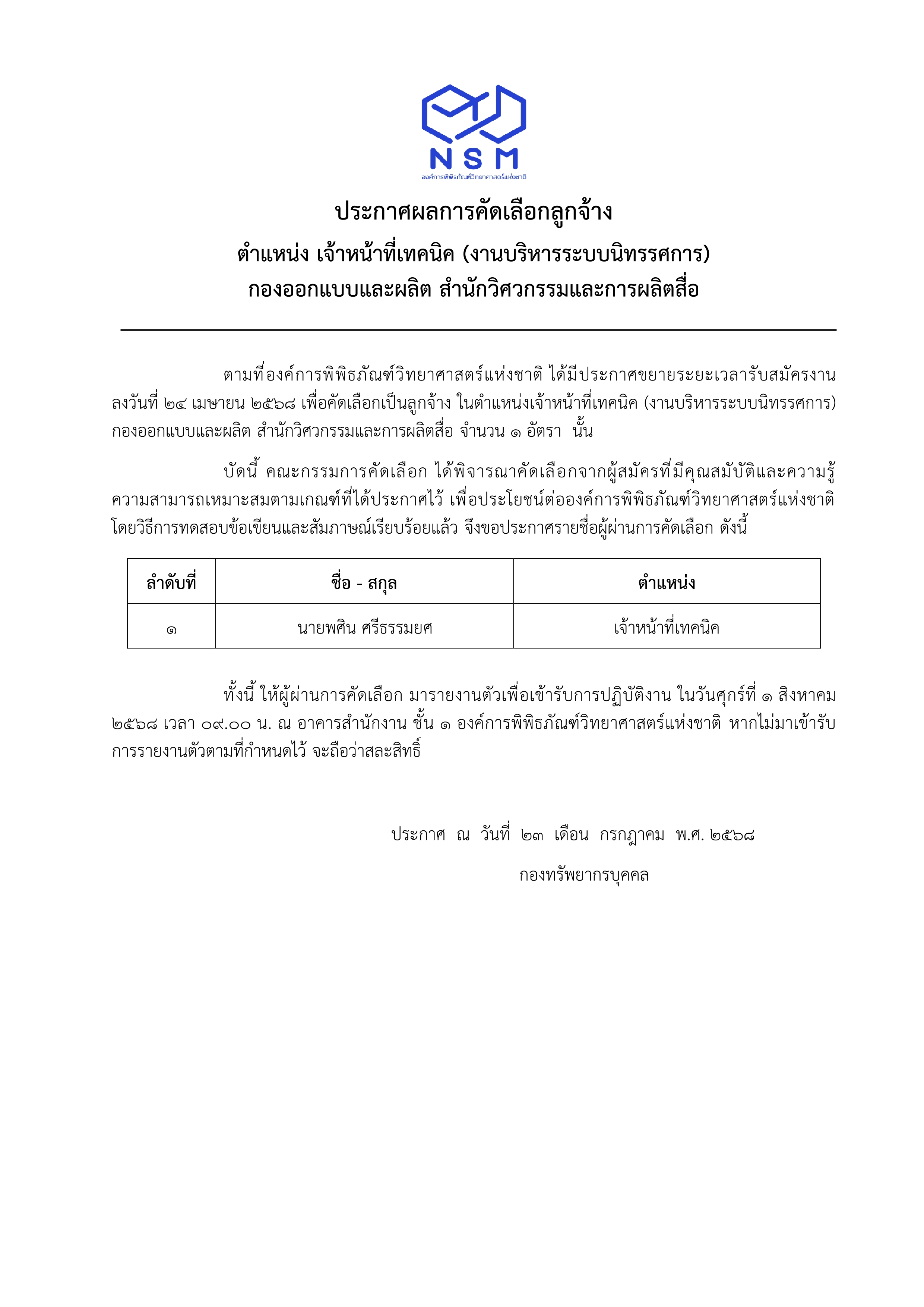 ประกาศผล
