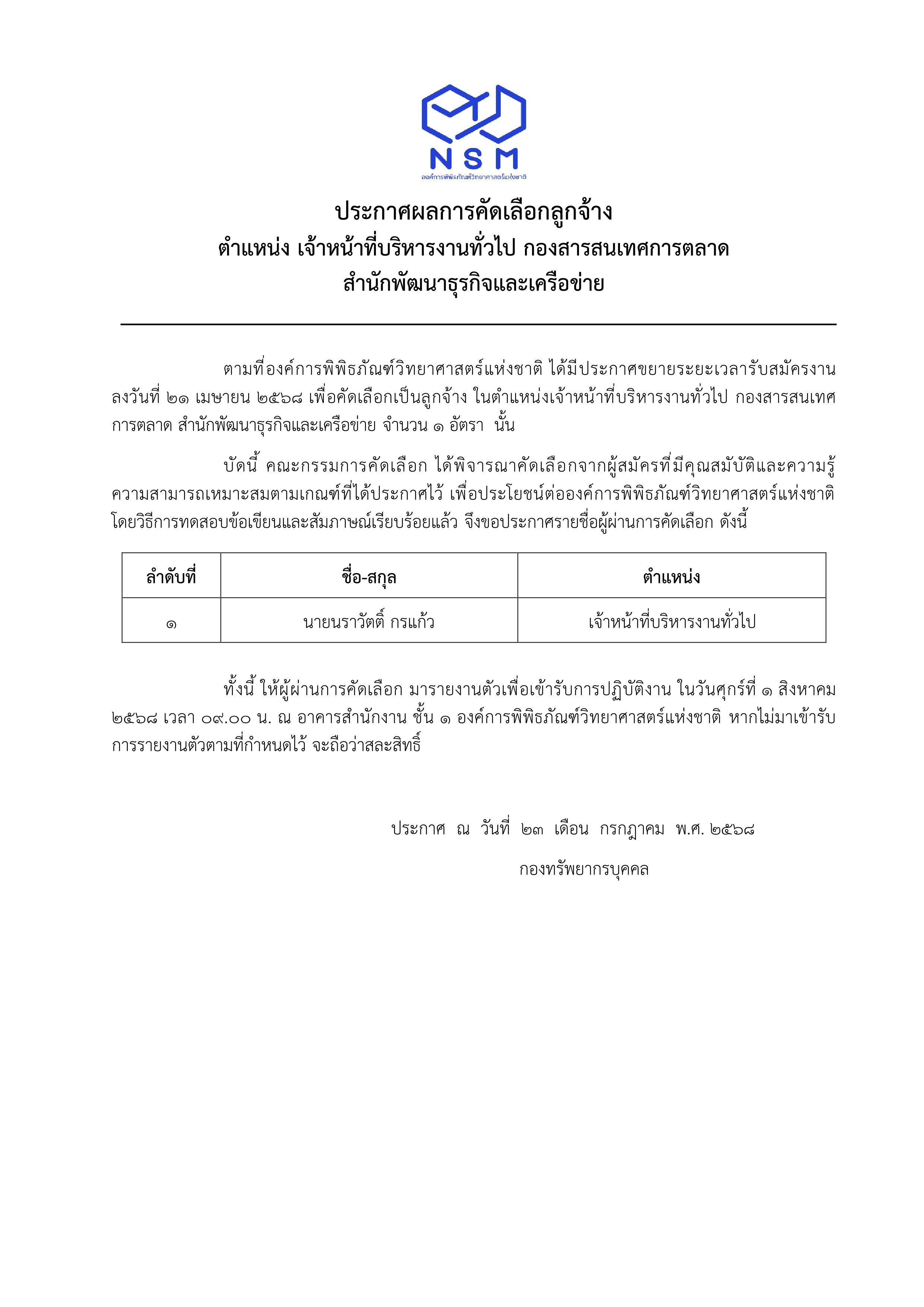 ประกาศผล