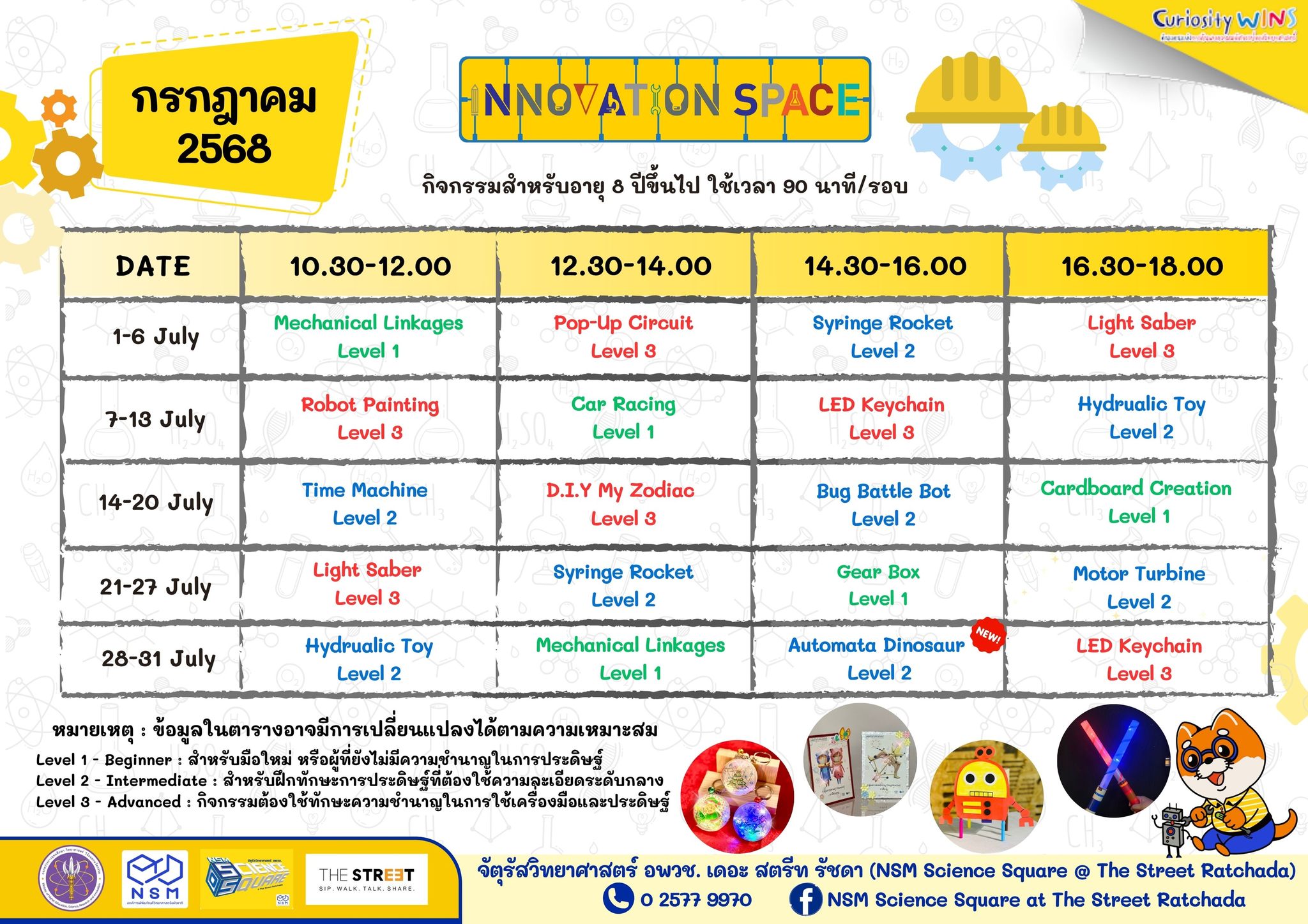 ตารางกิจกรรมเดือนกรกฎาคม 2568